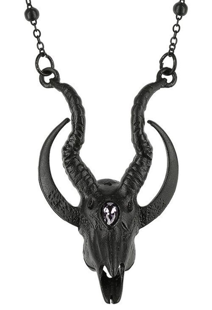 Jewellery Restyle | Gothic 3D Black Crescent Skull Goat Pendant