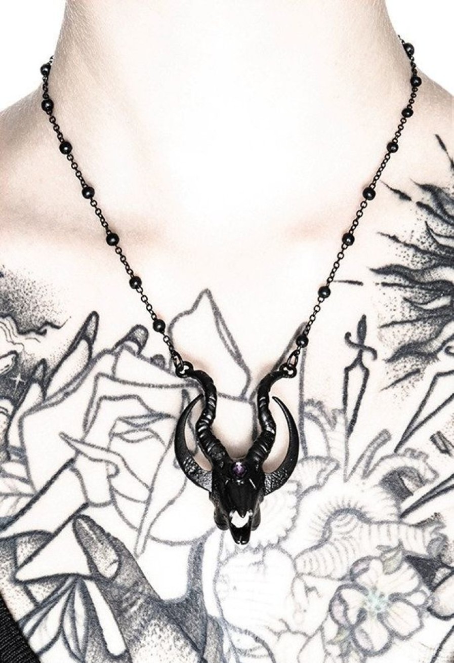 Jewellery Restyle | Gothic 3D Black Crescent Skull Goat Pendant