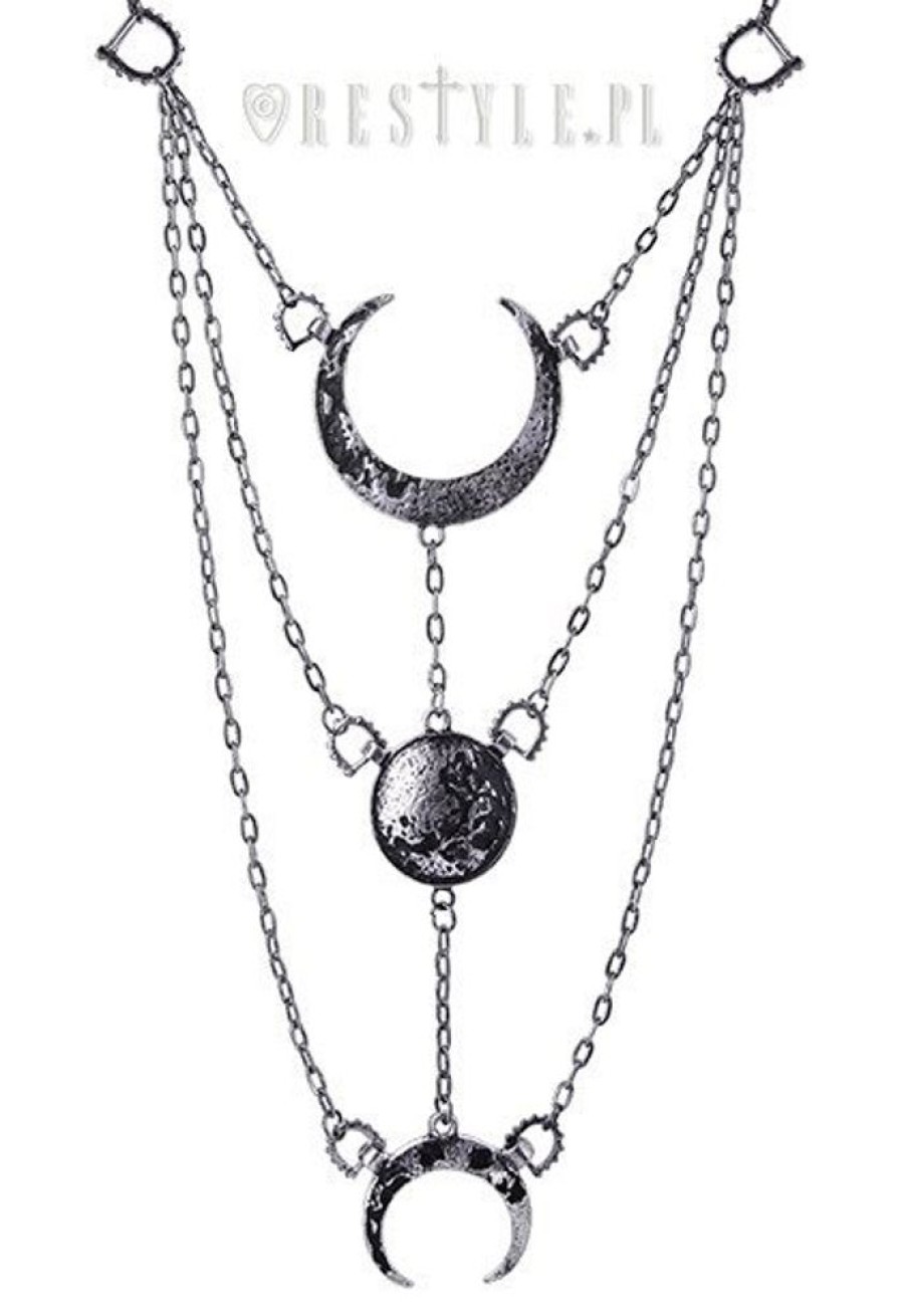 Jewellery Restyle | Long Crescent Pendant, Occult Jewellery, Luna "Moon Phases Silver Necklace"