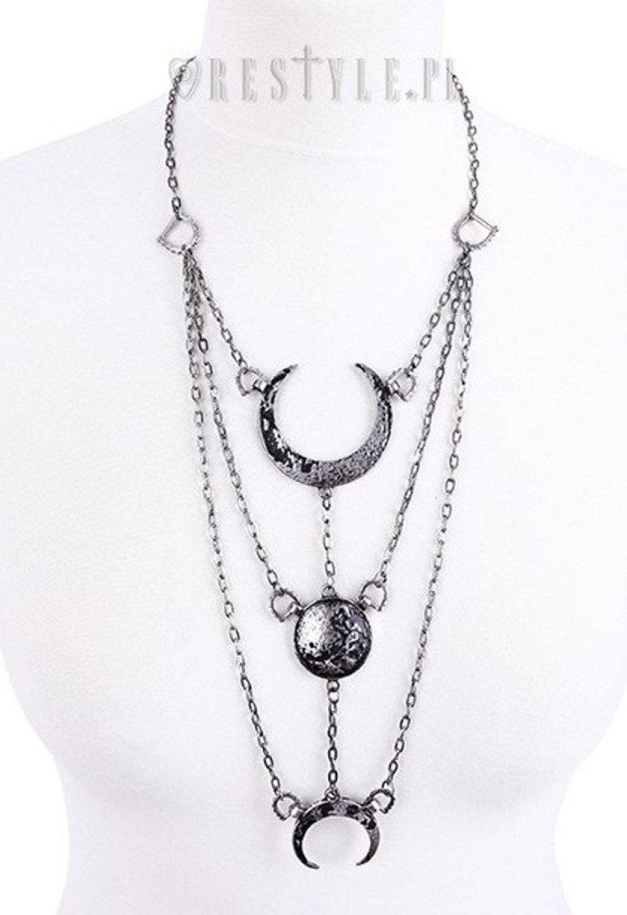 Jewellery Restyle | Long Crescent Pendant, Occult Jewellery, Luna "Moon Phases Silver Necklace"