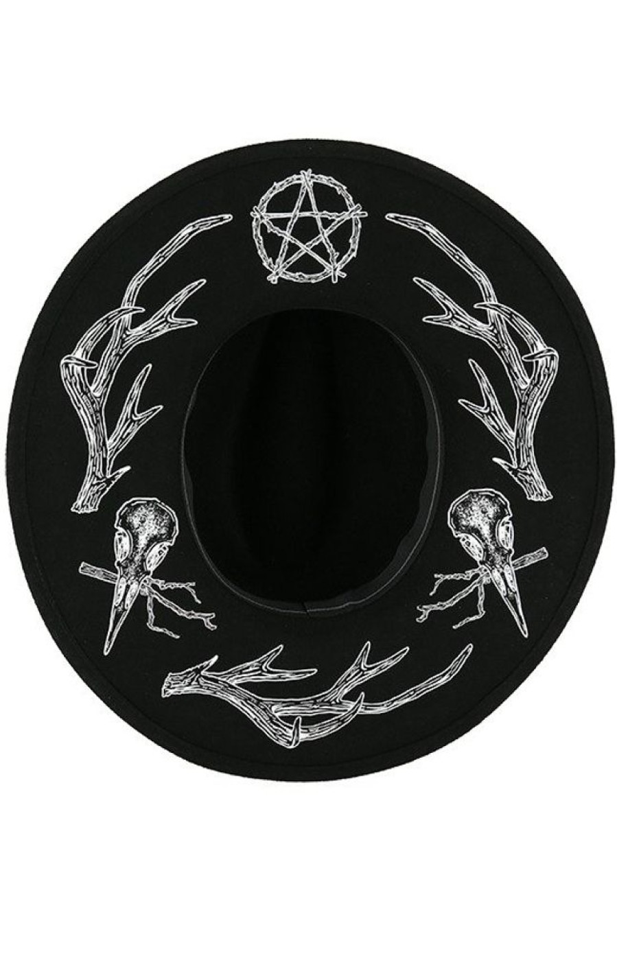 Accessories Restyle | Pagan Hat With Wide Brim, Wool, Antlers And Pentacle