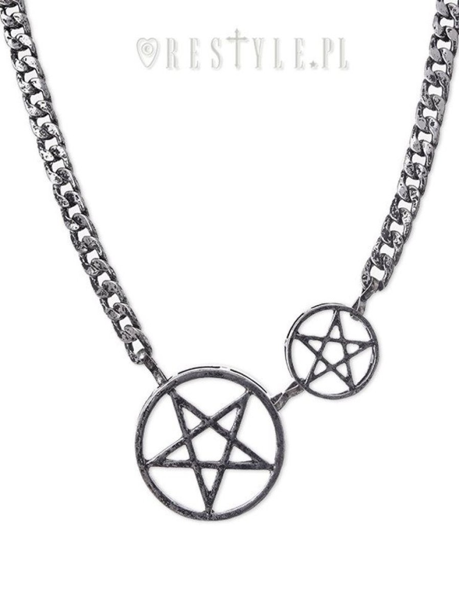 Jewellery Restyle | Thick Pentagram Necklace "Silver Double Pentacle Chain"