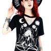 Clothes Restyle | Black Gothic Choker Top Witch & Cats