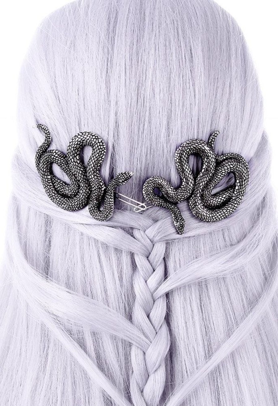 Jewellery Restyle | Pair Of Serpentine Clips, Occult Jewellery "Snakes Hairclips"