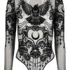 Clothes Restyle | Black Gothic Raven Mesh Bodysuit