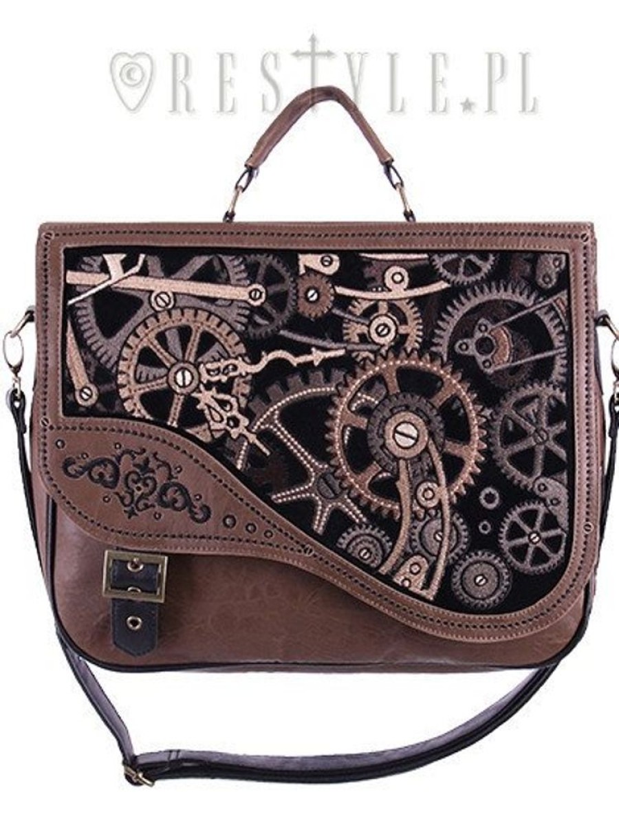 Handbags Restyle | Steampunk Satchel Bag Irregular Briefcase "Brown Mechanism"