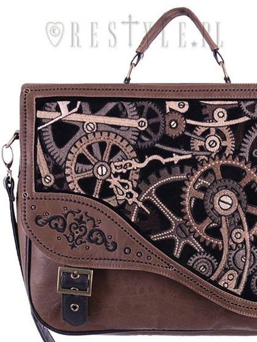 Handbags Restyle | Steampunk Satchel Bag Irregular Briefcase "Brown Mechanism"