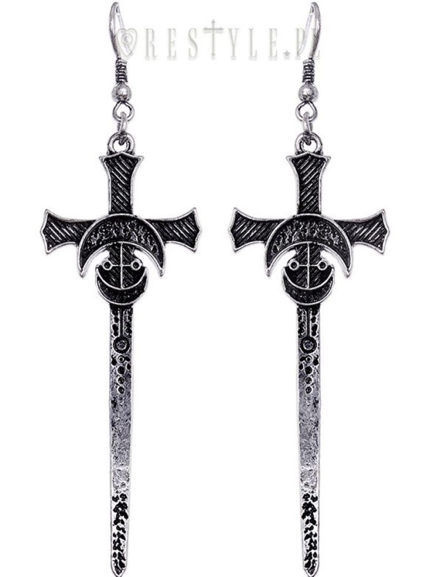 Jewellery Restyle | Gothic Moon Earrinngs, Occult Jewellery "Silver Swords Earrings"