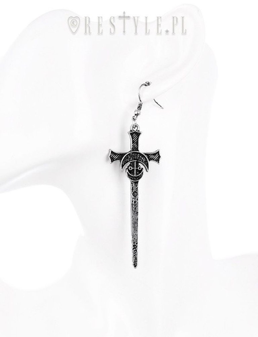 Jewellery Restyle | Gothic Moon Earrinngs, Occult Jewellery "Silver Swords Earrings"