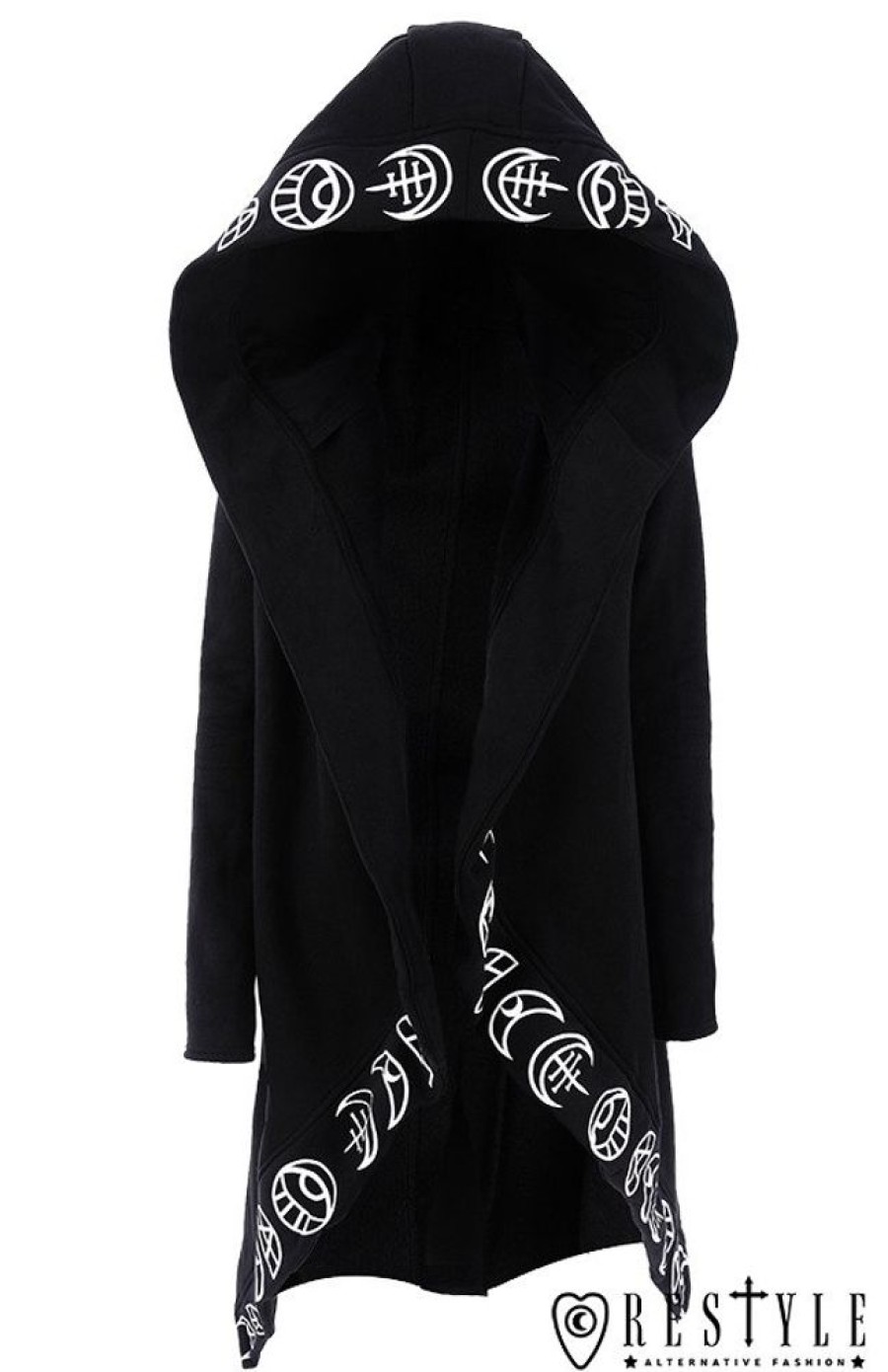 Clothes Restyle | Long, Gothic Jacket With Oversized Hood "All Seeing Moon Hoodie"