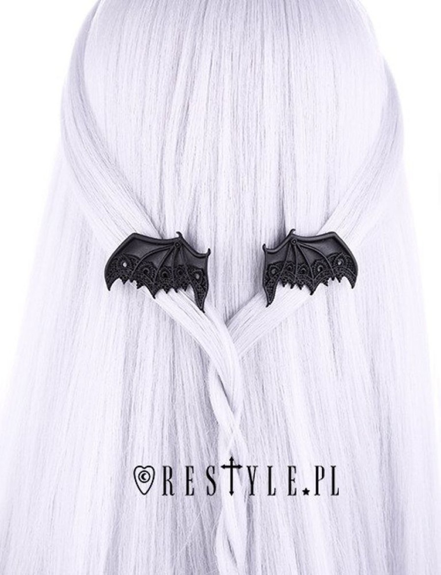 Jewellery Restyle | Pair Of Gothic Bats Hairclips, Lace, Nugoth Jewellery"Lace Bat Wings Hairclips"