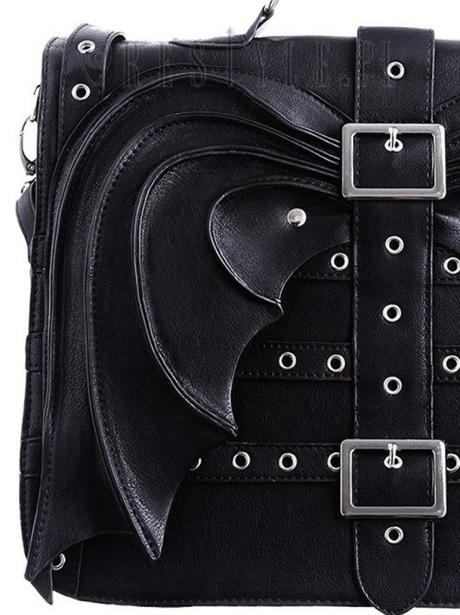 Handbags Restyle | Black Briefcase, Gothic Satchel, Diabolical, Devil"Bat Wings Bag"