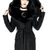 Clothes Restyle | Arcanum Coat Black Gothic Winter Coat With Oversized Fur Hood