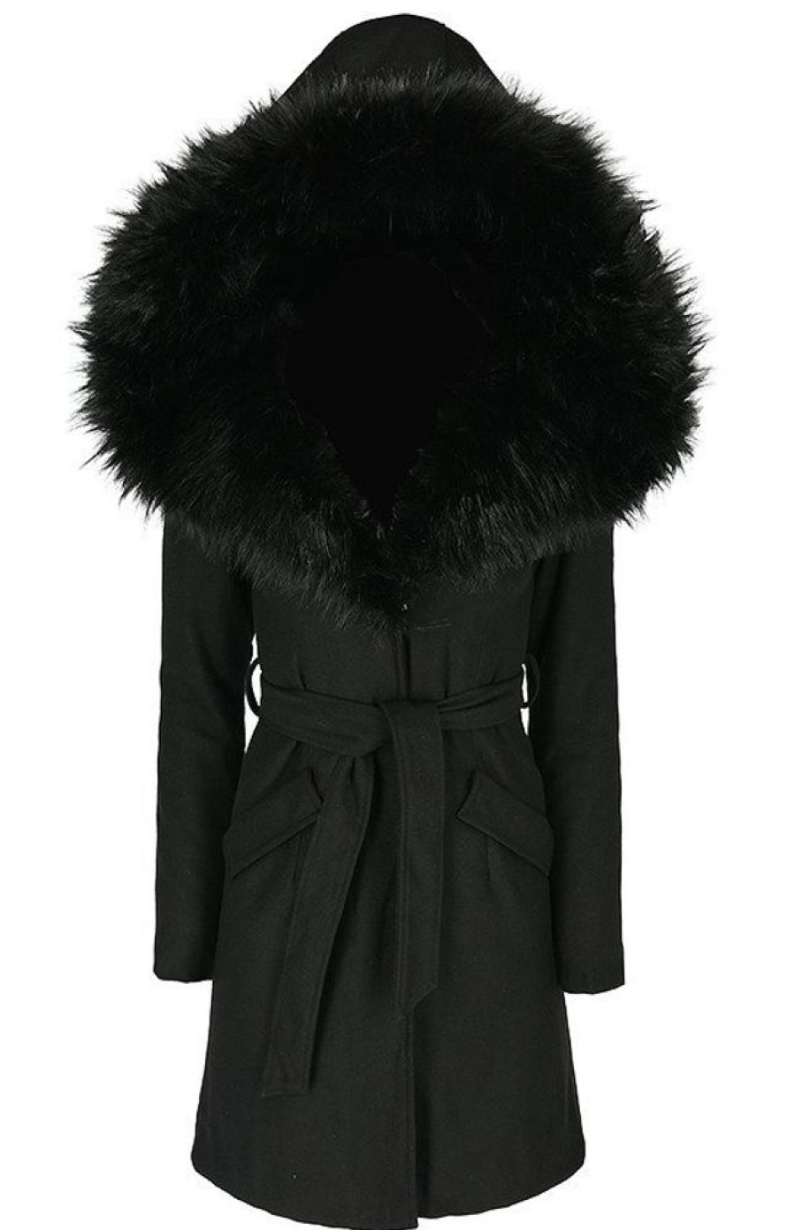 Clothes Restyle | Arcanum Coat Black Gothic Winter Coat With Oversized Fur Hood