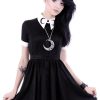 Clothes Restyle | White Collar With Moon Symbol, Circle, Gothic Dress "Moon Dress"