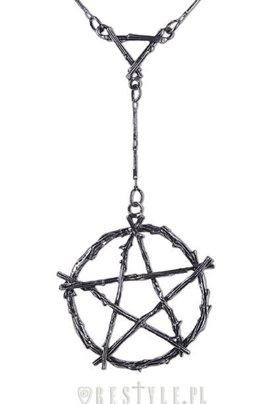 Jewellery Restyle | Gothic Long Chain, Nature, Silver Color "Branch Pentagram Necklace"