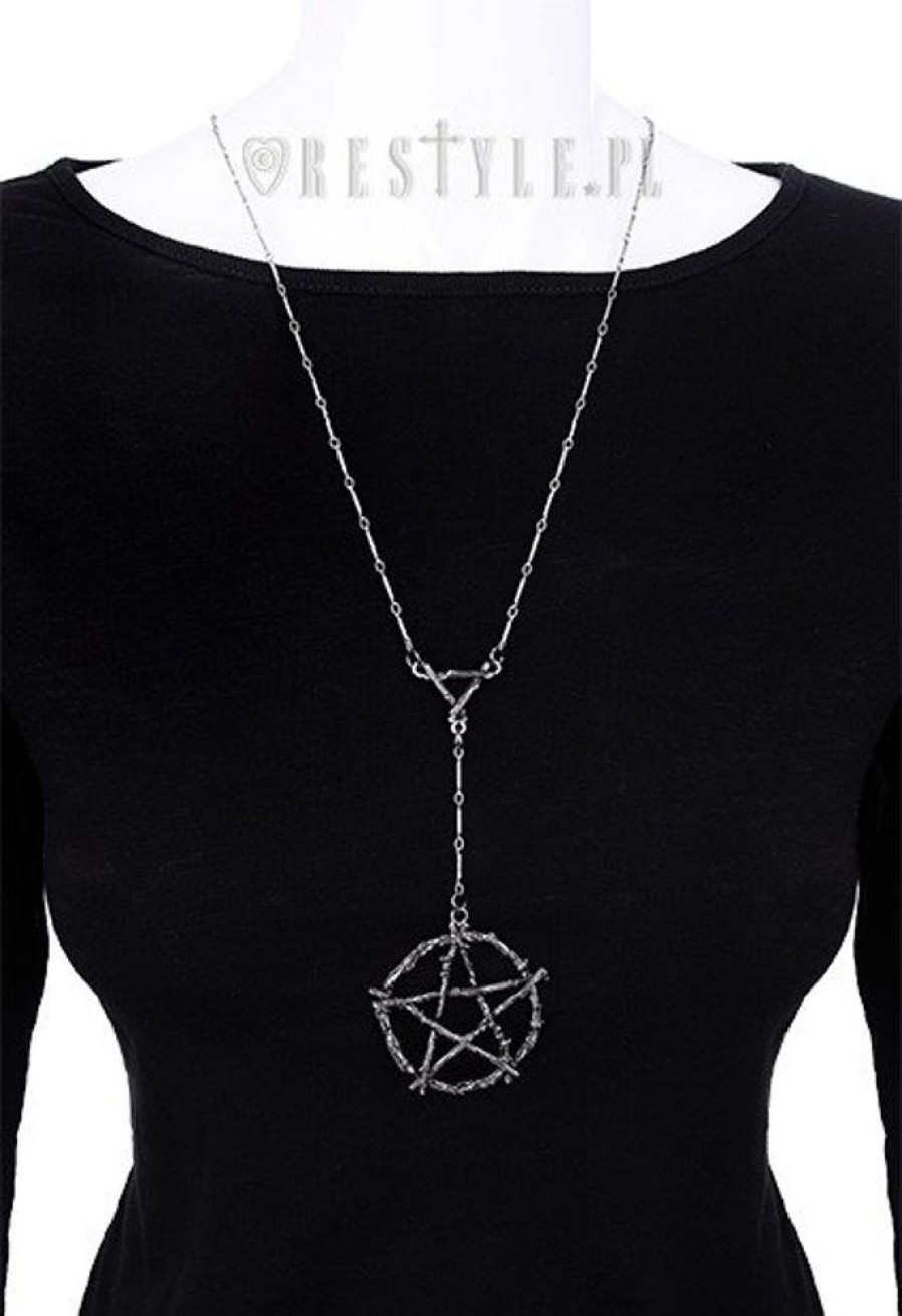 Jewellery Restyle | Gothic Long Chain, Nature, Silver Color "Branch Pentagram Necklace"