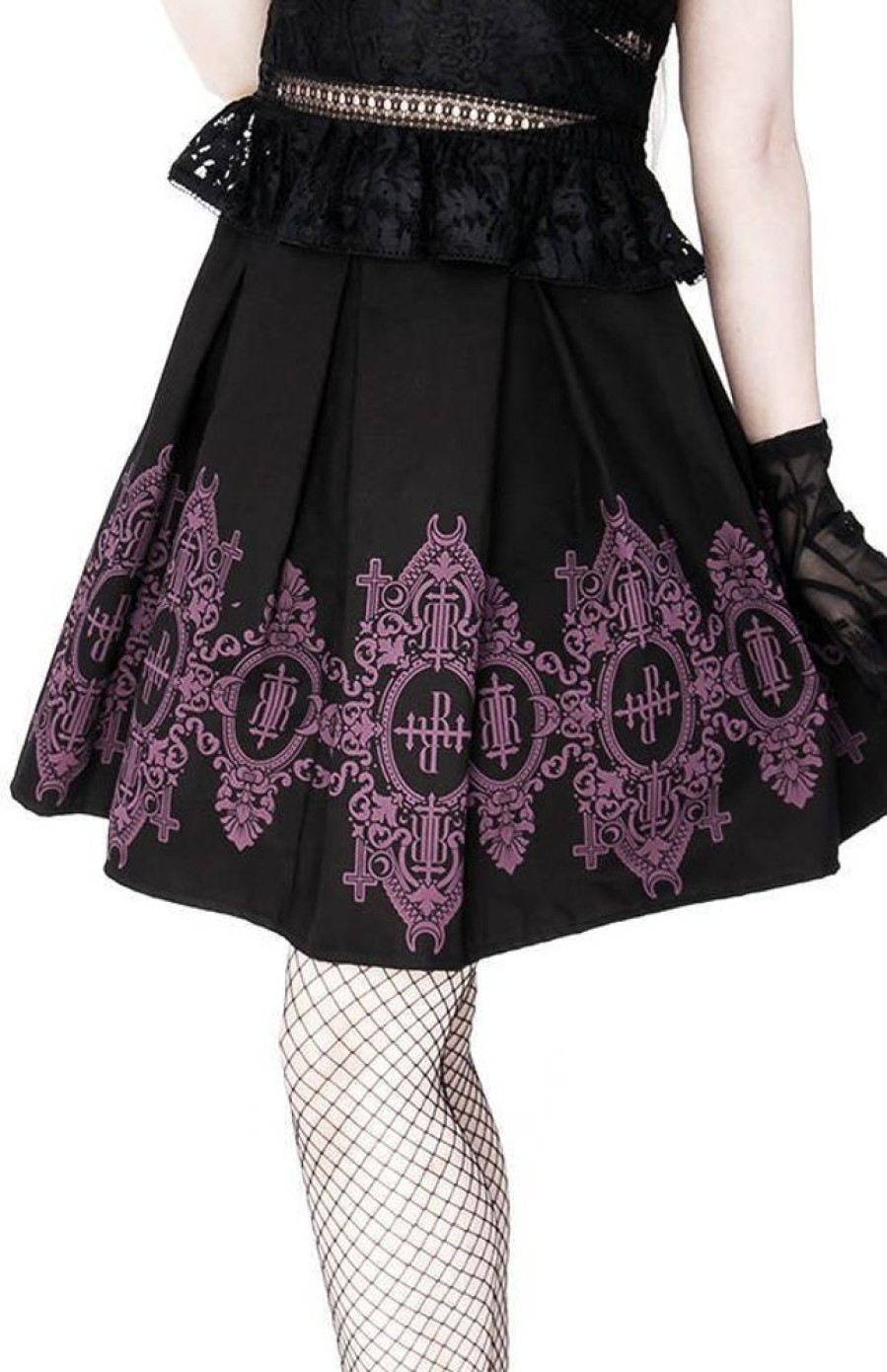 Clothes Restyle | Black Skirt Baroque Monogram In Purple Color