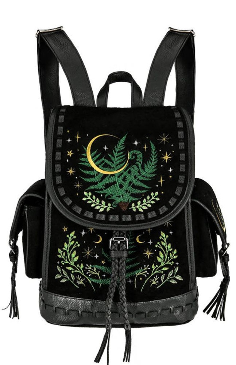 Backpacks Restyle | Herbal Backpack With Fern And Crescent Embroidery