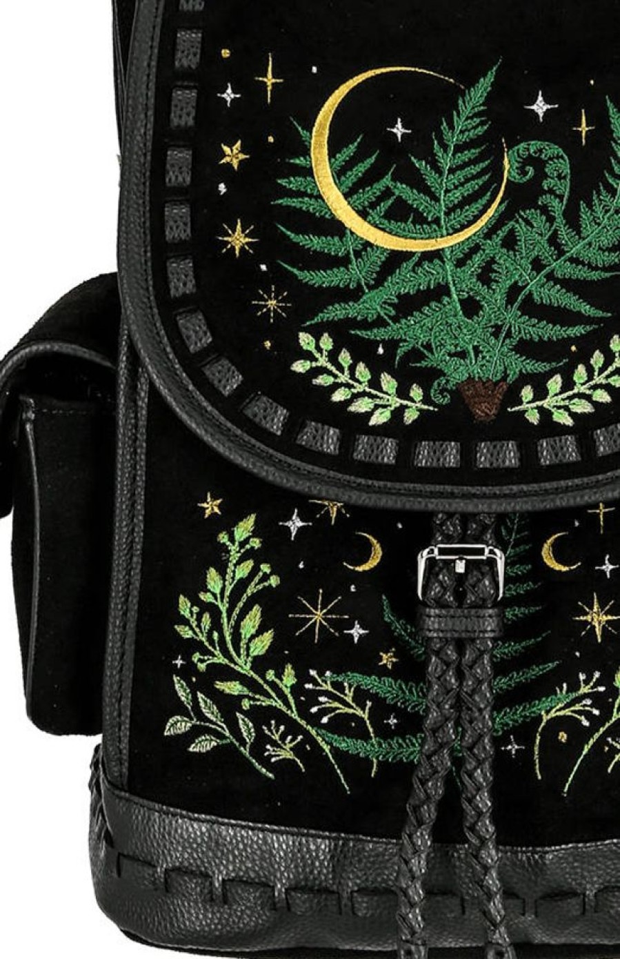 Backpacks Restyle | Herbal Backpack With Fern And Crescent Embroidery