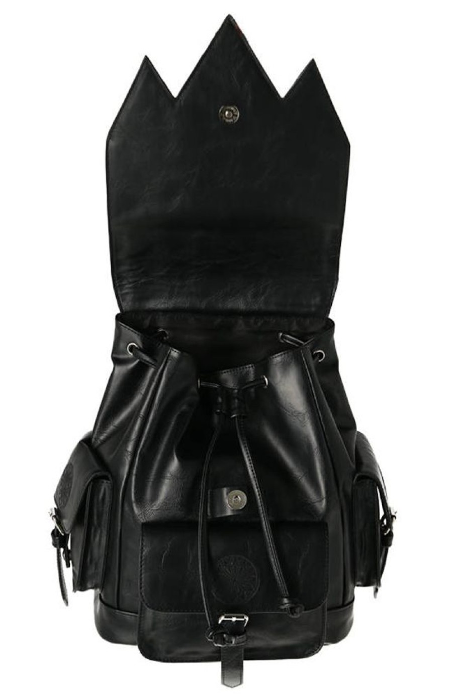 Backpacks Restyle | Gothic Rosette Backpack With Pockets Inverted Cathedral Embroidery