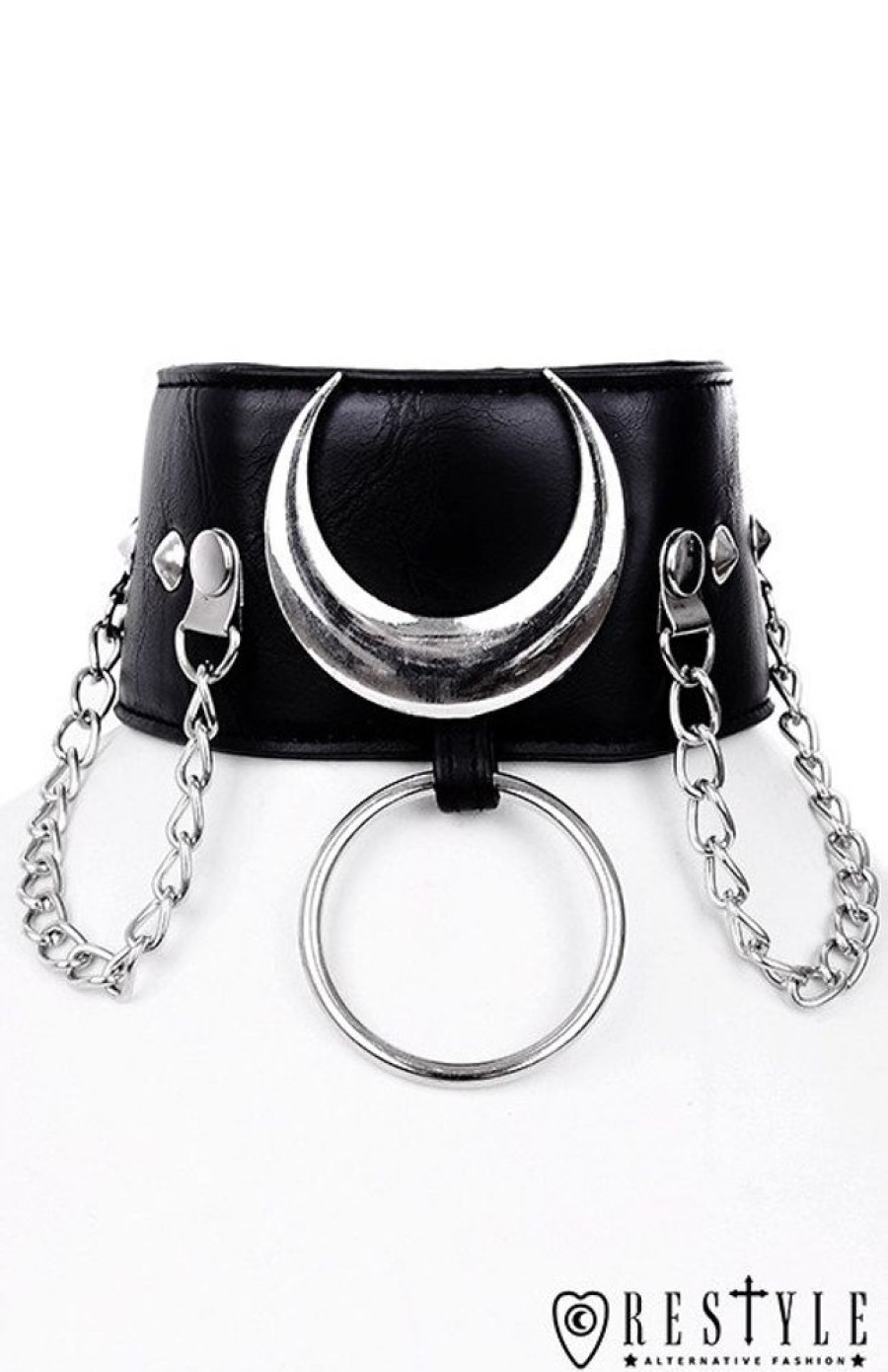 Accessories Restyle | Black Gothic Moon Choker "Iron Moon Collar"