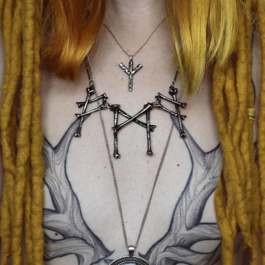 Jewellery Restyle | Silver Pagan Pendant, Viking Necklace "Runic Signs Necklace"