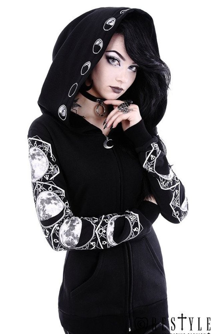 Clothes Restyle | Blouse With Oversized Hood And Moon Phases "Lunar Hoodie"