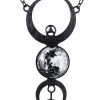 Jewellery Restyle | Black Crescent Long Pendant, Occult Jewellery, Luna "Black Full Moon Necklace"