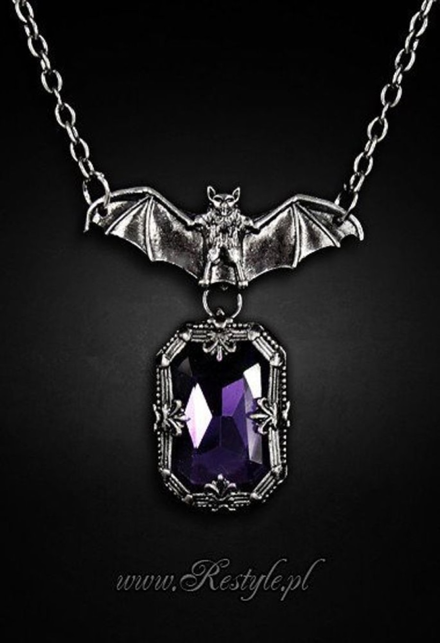 Jewellery Restyle | Gothic Pendant Bat With Purple Stone "Night Whisper"