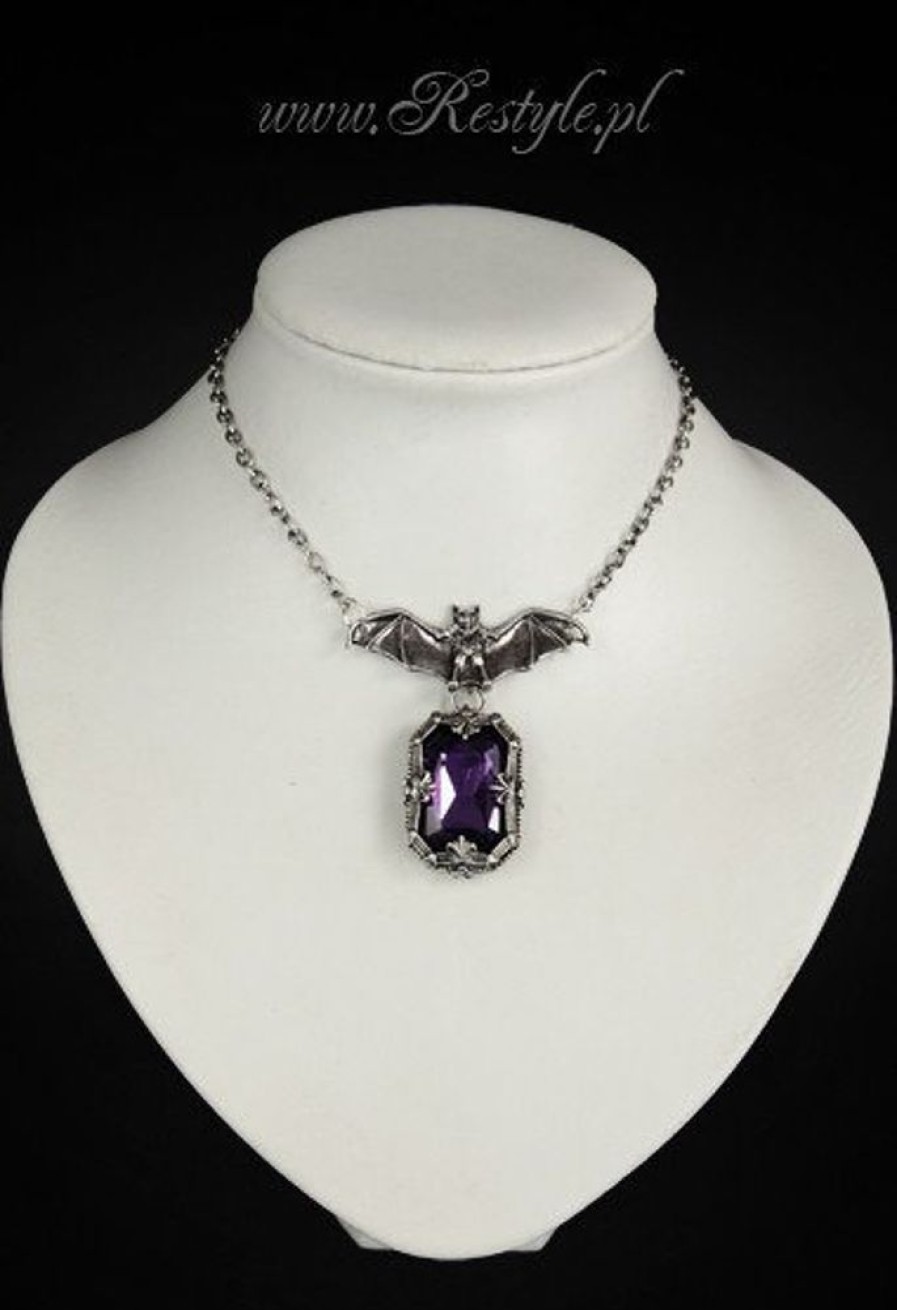 Jewellery Restyle | Gothic Pendant Bat With Purple Stone "Night Whisper"