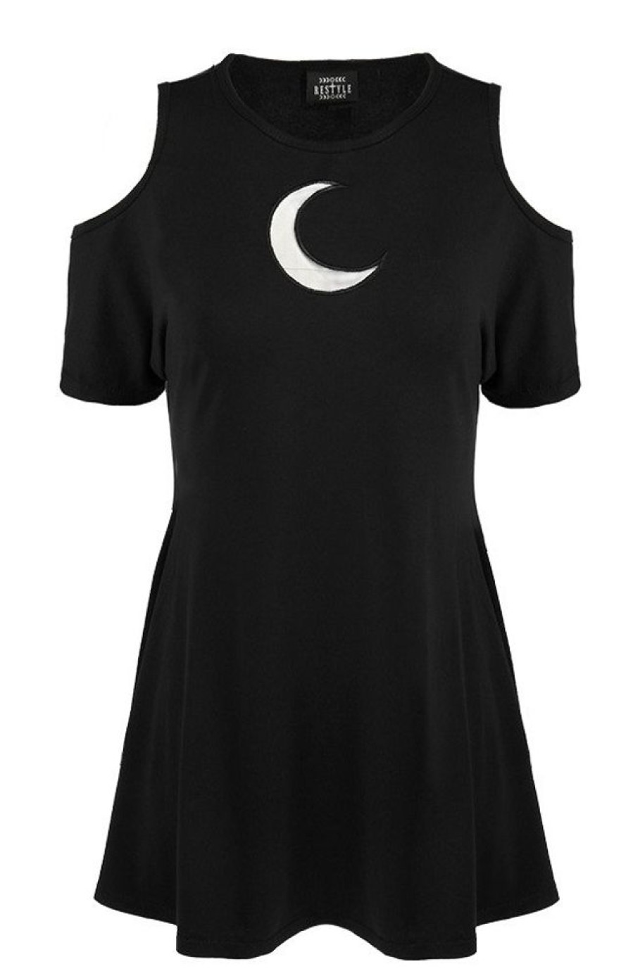 Clothes Restyle | Crescent Dress Oversized With Cold Shoulder, Mesh Moon Tunic, Gothic Tunic