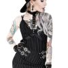 Clothes Restyle | Collared Pinstriped Mini Gothic Dress