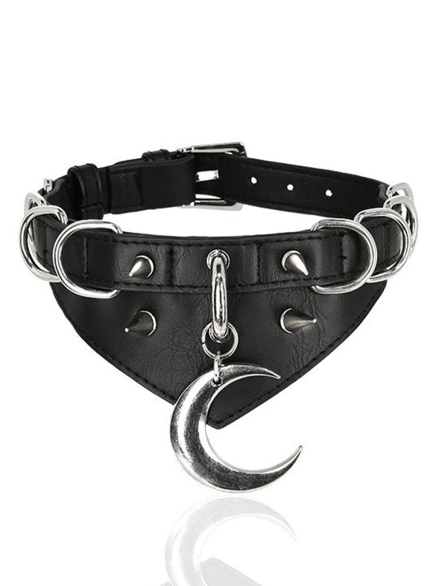 Accessories Restyle | Gothic Choker Moon And D-Ring Collar