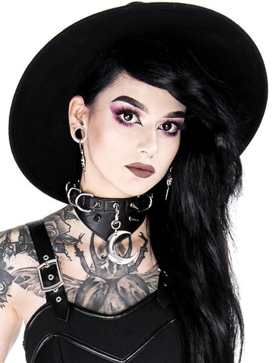 Accessories Restyle | Gothic Choker Moon And D-Ring Collar