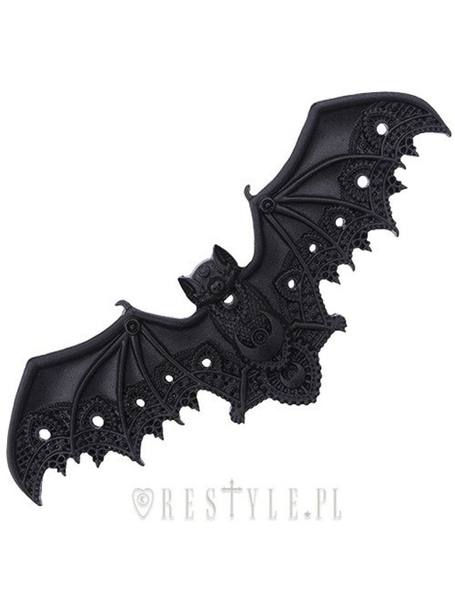 Jewellery Restyle | Gothic Hair Barrette, Crescent Bat, Occult Jewellery "Lace Bat Black Hairclip"