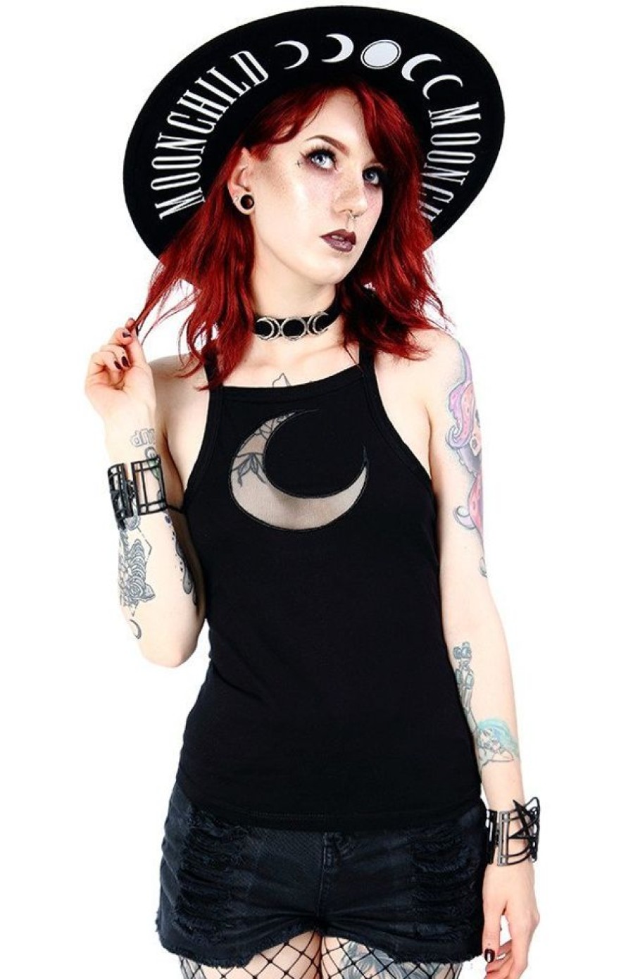 Clothes Restyle | Black Women`S Top Mesh Moon