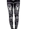 Clothes Restyle | Black Gothic Leggings With Ram Skull And Pentagram "Satanic Leggings"