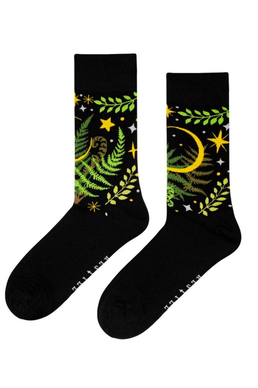 Accessories Restyle | Herbal Jacquard Socks Fern Leaves And Crescent