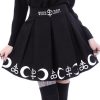 Clothes Restyle | Black Pleated Short Skirt With Alchemy Print, Moon, Symbols "Symbol Skirt"