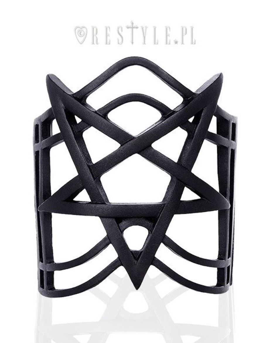 Jewellery Restyle | Modern Bangle, Pentagram Jewellery, Gothic Cuff "Pentagram Black Bracelet"