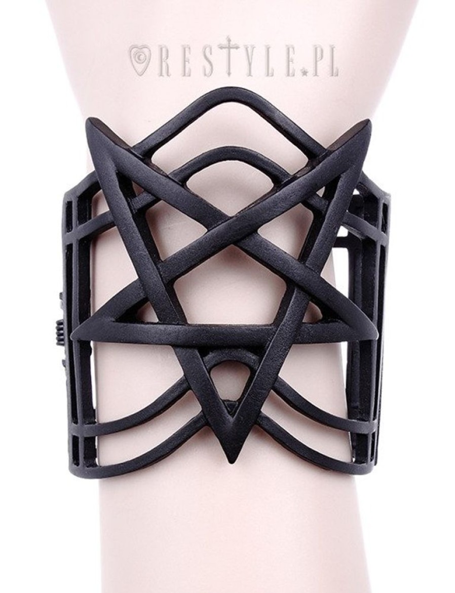 Jewellery Restyle | Modern Bangle, Pentagram Jewellery, Gothic Cuff "Pentagram Black Bracelet"