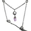 Jewellery Restyle | Gothic Witch Broomstick Silver Necklace With Purple Crystal