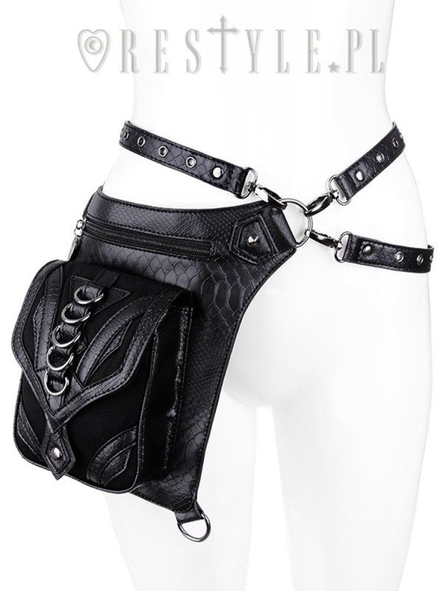 Accessories Restyle | Black Hip Bag With Pockets, Pocket Belt, Steampunk Utility Belt "Dragon Holster Bag"