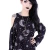 Clothes Restyle | Crescent Oversized Shirt, Gothic Cold Shoulders Blouse "Moon Hippie Blouse"