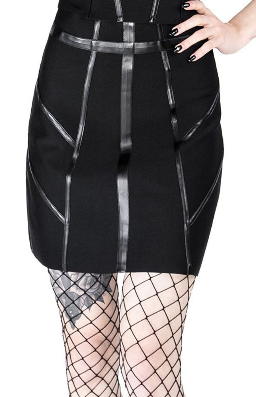 Clothes Restyle | Gothic Black Short Bandage Skirt With Harness Straps