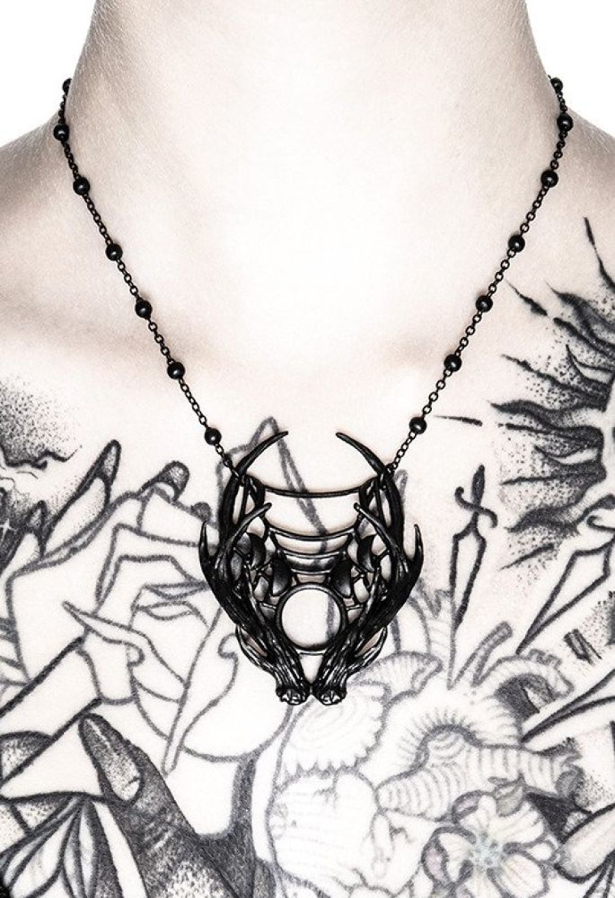 Jewellery Restyle | Gothic 3D Moon Antler Black Pendant