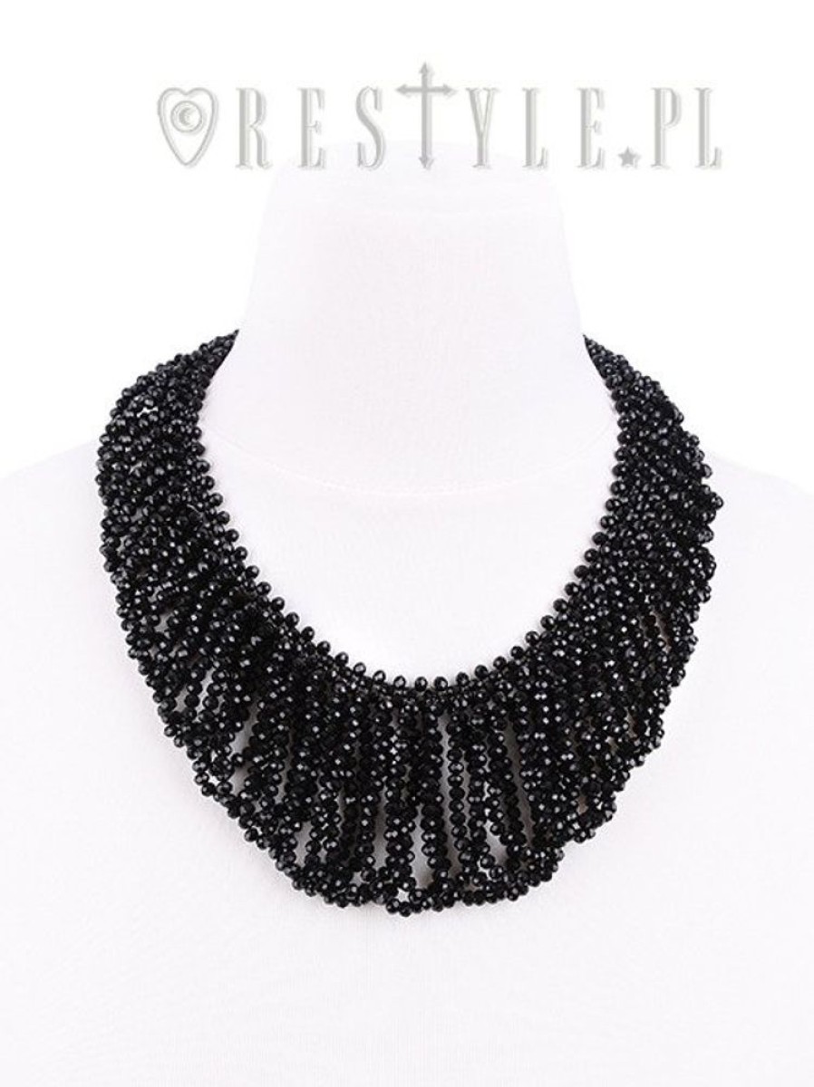 Jewellery Restyle | Big Evening Collar, Black Beaded Choker, Gothic Necklace "Frances Choker"