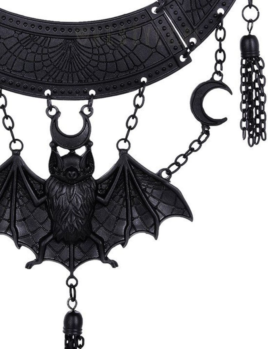 Jewellery Restyle | Statement Necklace, Crescent, Tessels "Oriental Bat Black Necklace"