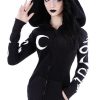 Clothes Restyle | Black Occult Blouse With Pockets, Oversized Hood, Witchcraft "Symbol Hoodie"